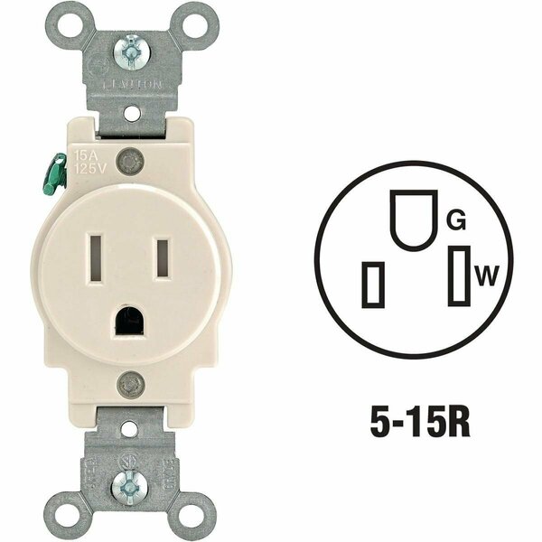 Leviton 15A Light Almond Commercial Grade 5-20R Tamper Resistant Single Outlet R56-T5015-0TS